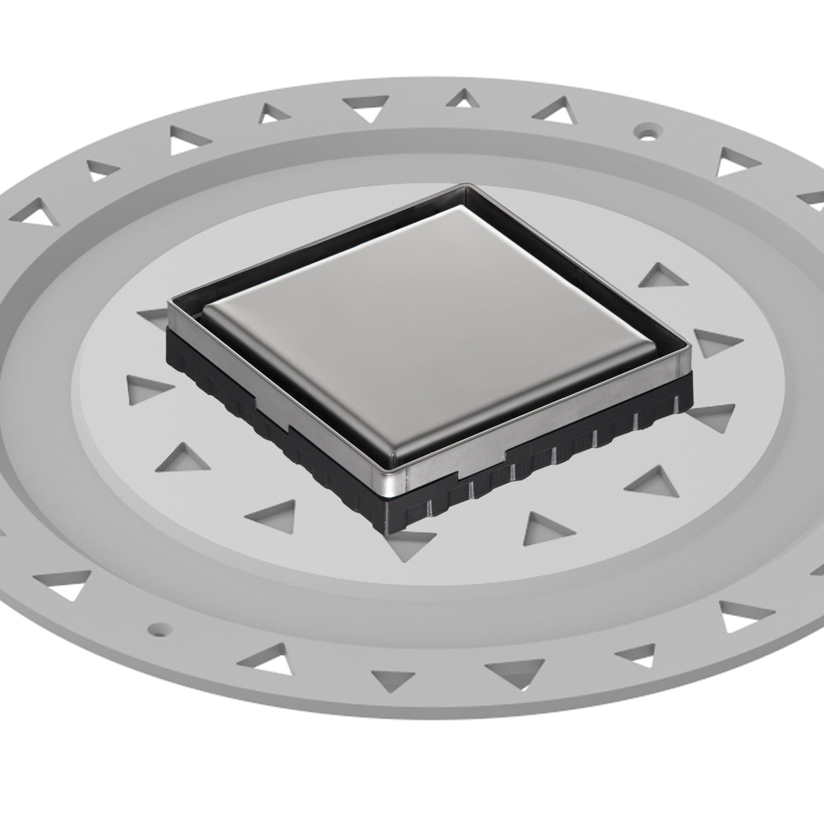 INFINITY DRAIN LSD4 BP PS LSD 4 4" x 4" LSD 4 Solid Style Complete Kit in Polished Stainless with PVC Bonded Flange, 2", 3" and 4" Outlet