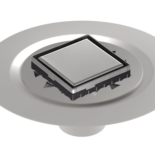 INFINITY DRAIN LSD4 BS PS LSD 4 4" x 4" LSD 4 Solid Style Complete Kit in Polished Stainless with Stainless Steel Bonded Flange, 2" No Hub Outlet