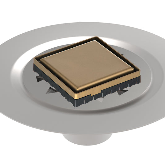 INFINITY DRAIN LSD4 BS SB LSD 4 4" x 4" LSD 4 Solid Style Complete Kit in Satin Bronze with Stainless Steel Bonded Flange, 2" No Hub Outlet