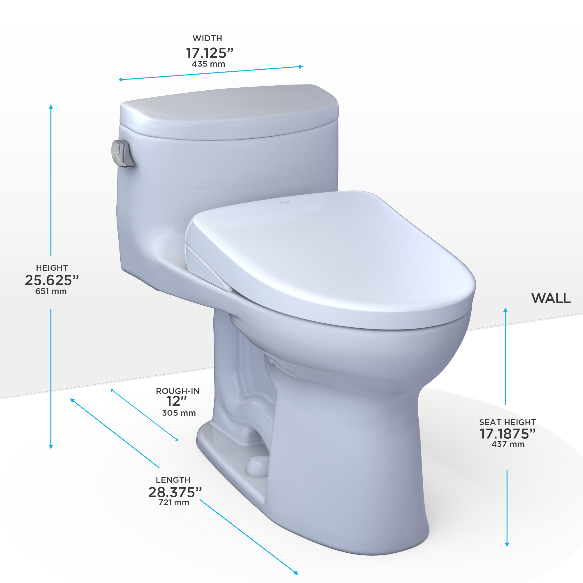 TOTO MW6344726CEFG#01 Washlet+ Supreme Ii One-Piece Elongated 1.28 Gpf Toilet And Washlet+ S7 Contemporary Bidet Seat - Cotton White