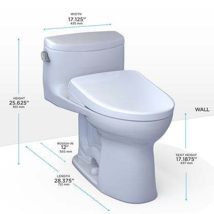 TOTO MW6344726CEFG#01 Washlet+ Supreme Ii One-Piece Elongated 1.28 Gpf Toilet And Washlet+ S7 Contemporary Bidet Seat - Cotton White
