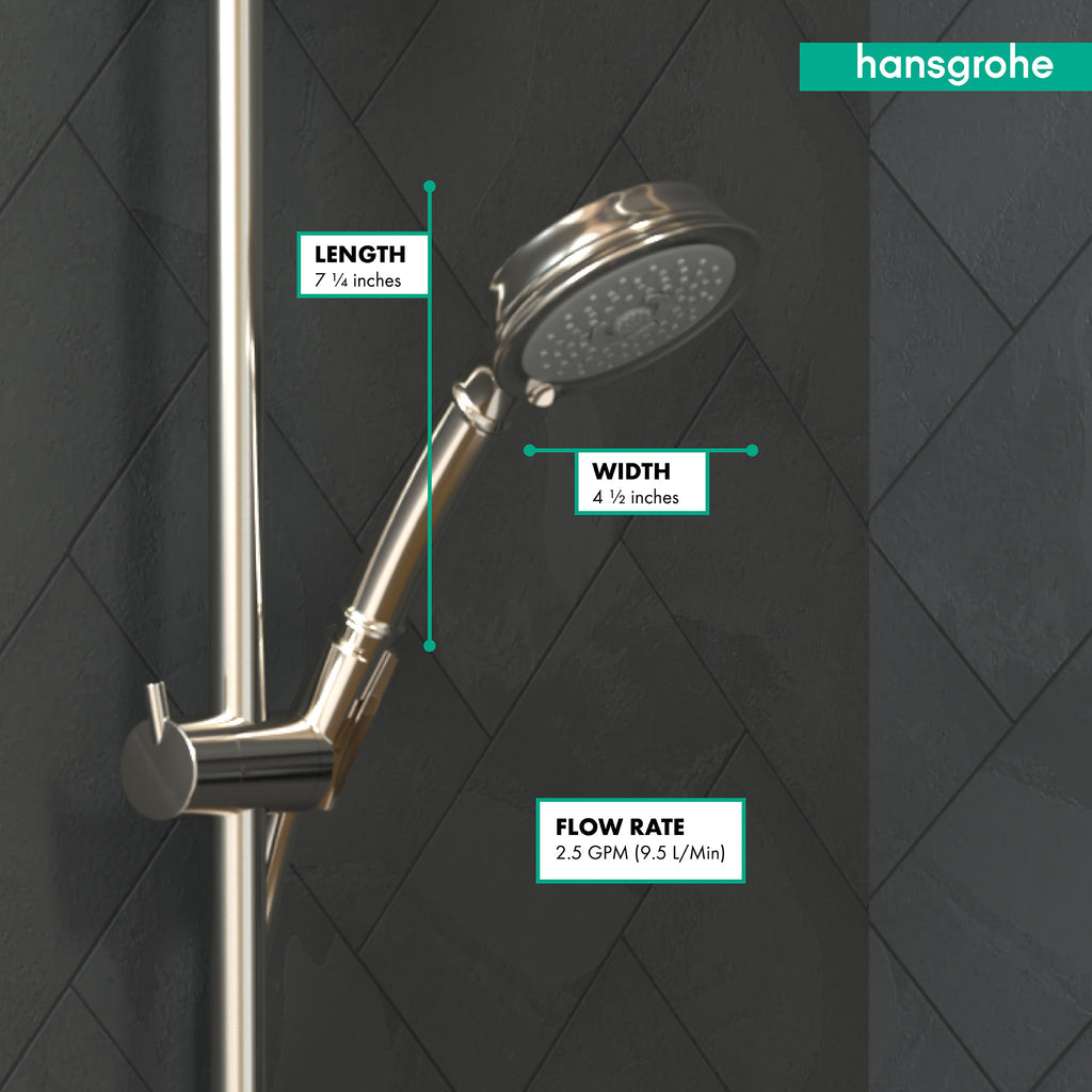 HANSGROHE 04072830 Croma 100 Classic Handshower 3-Jet, 2.5 GPM - Polished Nickel
