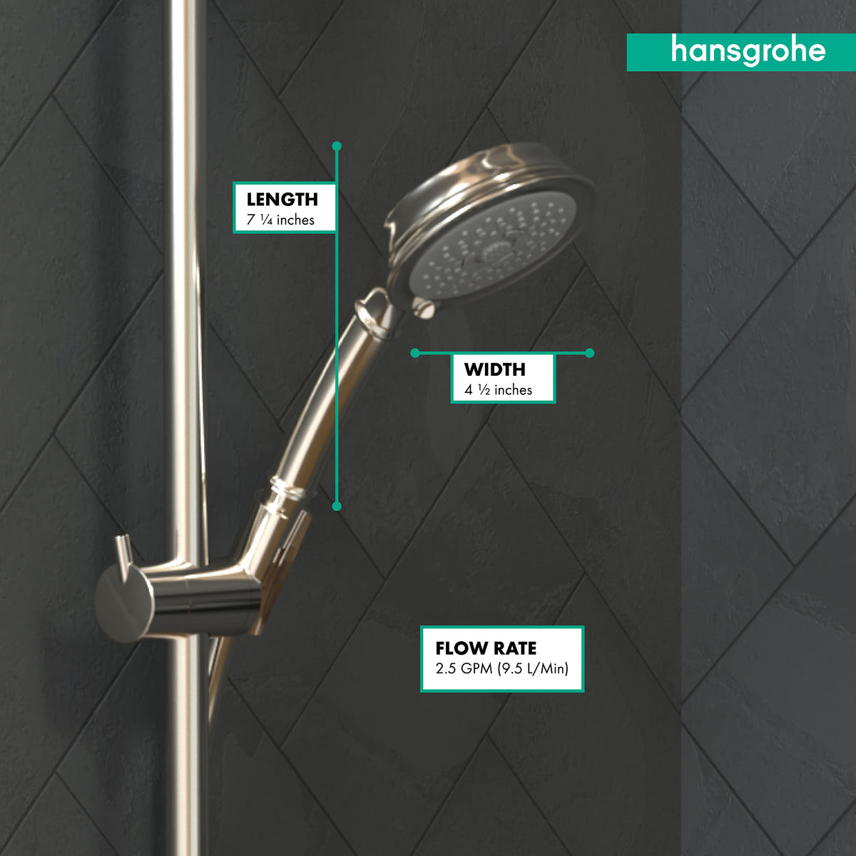 HANSGROHE 04072830 Croma 100 Classic Handshower 3-Jet, 2.5 GPM - Polished Nickel