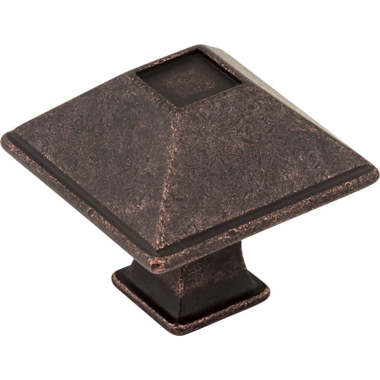 JEFFREY ALEXANDER 602S-DMAC Tahoe 1-1/4" Length Square Knob - Distressed Oil Rubbed Bronze