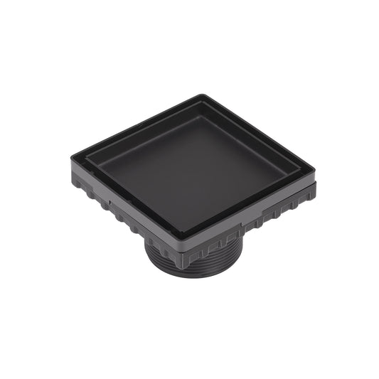 INFINITY DRAIN LT4-2 BK LTD 4 4"x4" LT4 Tile Drain Strainer-2" Throat in Matte Black