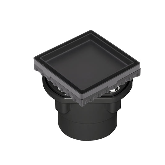INFINITY DRAIN LTD4-2A BK LTD 4 4" x 4" LTD 4 Tile Insert Complete Kit in Matte Black with ABS Drain Body, 2" Outlet