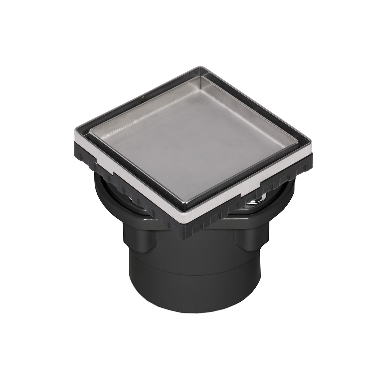 INFINITY DRAIN LTD4-2A PS LTD 4 4" x 4" LTD 4 Tile Insert Complete Kit in Polished Stainless with ABS Drain Body, 2" Outlet