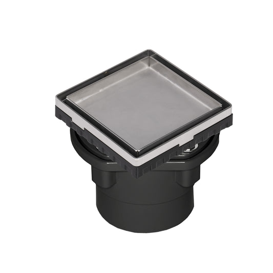 INFINITY DRAIN LTD4-2A PS LTD 4 4" x 4" LTD 4 Tile Insert Complete Kit in Polished Stainless with ABS Drain Body, 2" Outlet