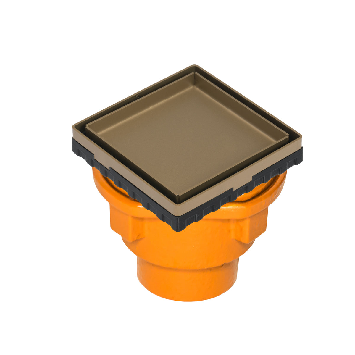 INFINITY DRAIN LTD4-2H SB LTD 4 4" x 4" LTD 4 Tile Insert Complete Kit in Satin Bronze with Cast Iron Drain Body for Hot Mop, 2" No Hub Outlet