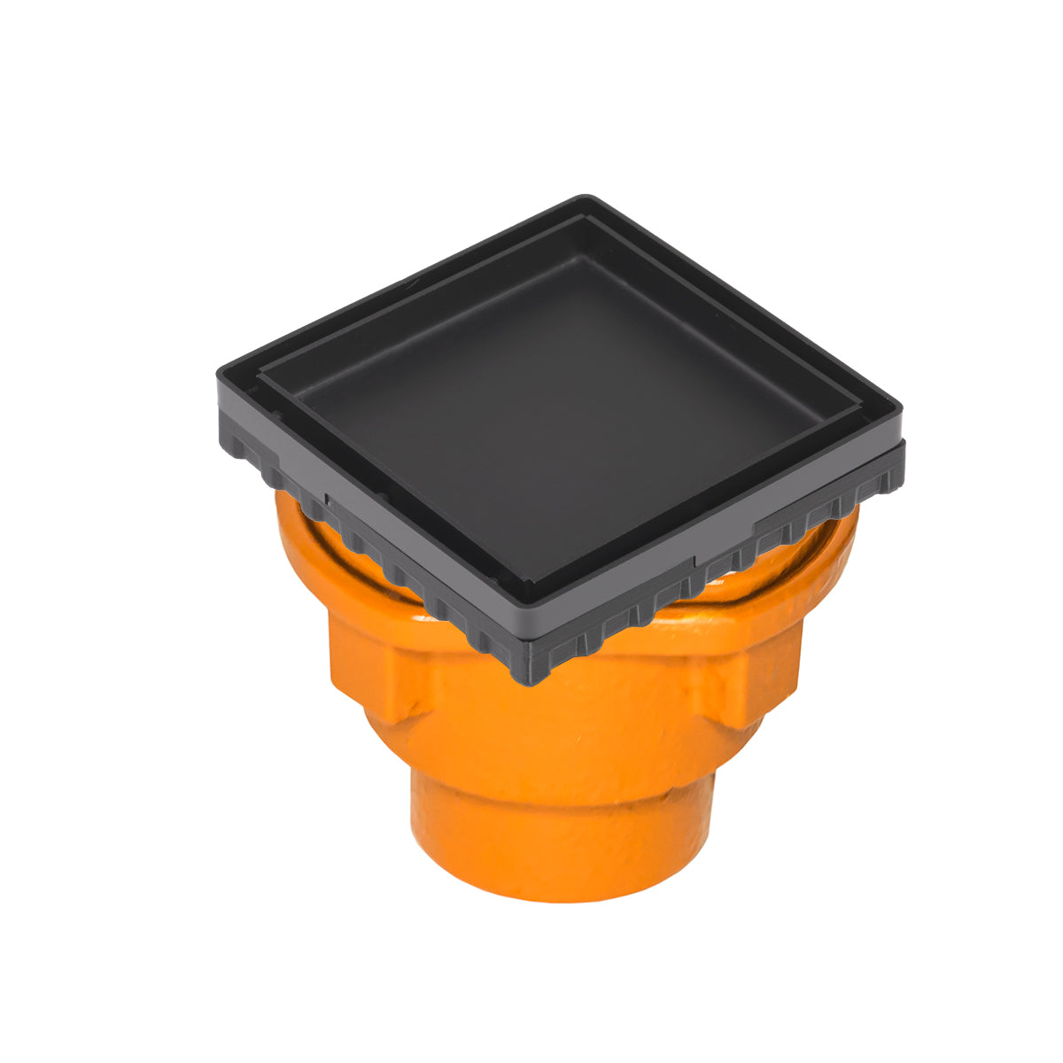 INFINITY DRAIN LTD4-2I BK LTD 4 4" x 4" LTD 4 Tile Insert Complete Kit in Matte Black with Cast Iron Drain Body, 2" Outlet