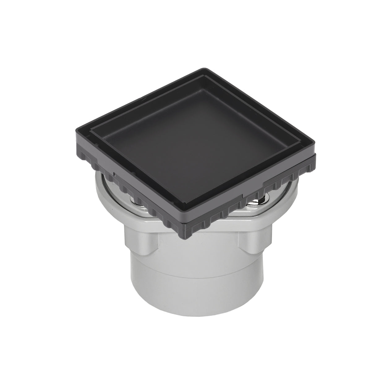 INFINITY DRAIN LTD4-2P BK LTD 4 4" x 4" LTD 4 Tile Insert Complete Kit in Matte Black with PVC Drain Body, 2" Outlet
