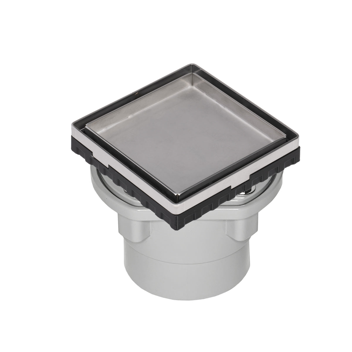 INFINITY DRAIN LTD4-2P PS LTD 4 4" x 4" LTD 4 Tile Insert Complete Kit in Polished Stainless with PVC Drain Body, 2" Outlet