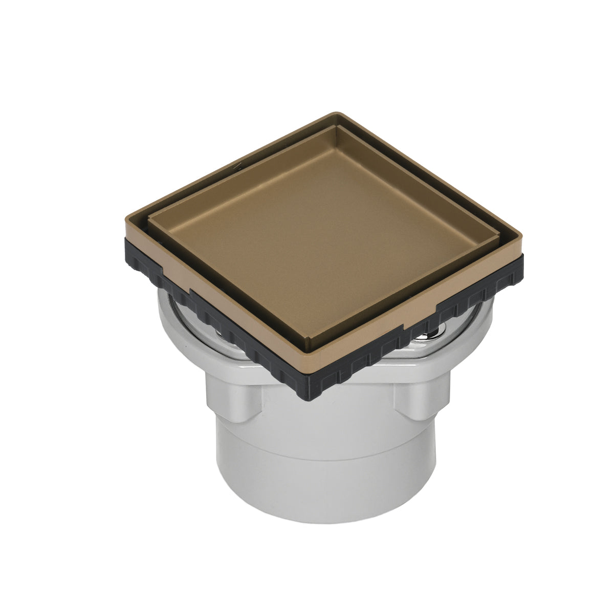 INFINITY DRAIN LTD4-2P SB LTD 4 4" x 4" LTD 4 Tile Insert Complete Kit in Satin Bronze with PVC Drain Body, 2" Outlet