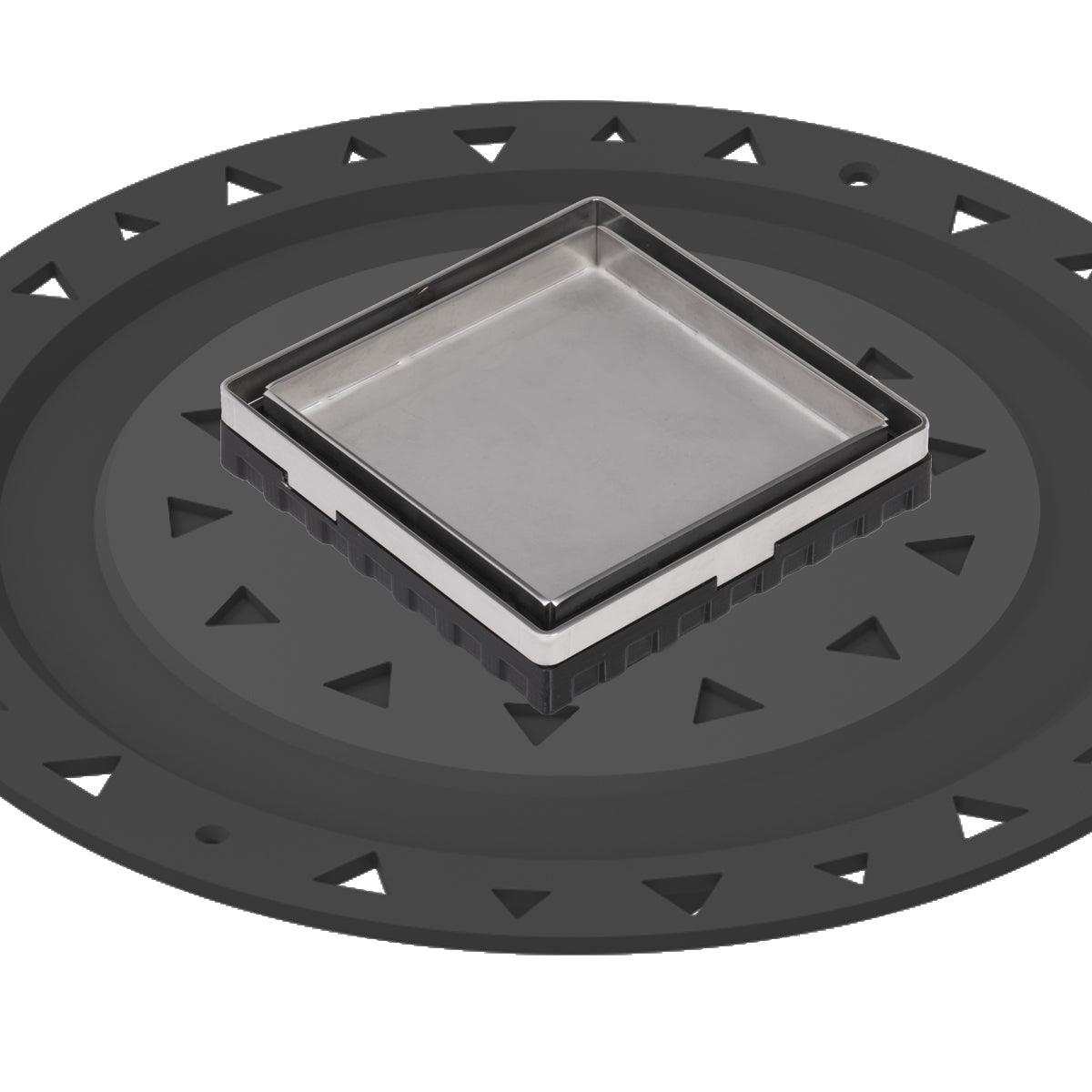 INFINITY DRAIN LTD4 BA PS LTD 4 4" x 4" LTD 4 Tile Insert Complete Kit in Polished Stainless with ABS Bonded Flange, 2", 3" and 4" Outlet