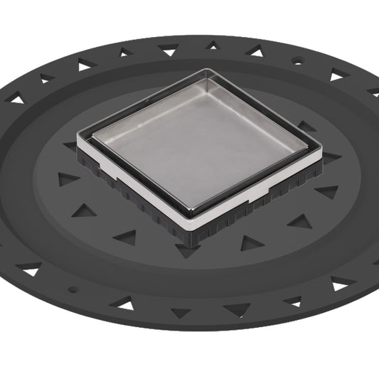 INFINITY DRAIN LTD4 BA PS LTD 4 4" x 4" LTD 4 Tile Insert Complete Kit in Polished Stainless with ABS Bonded Flange, 2", 3" and 4" Outlet