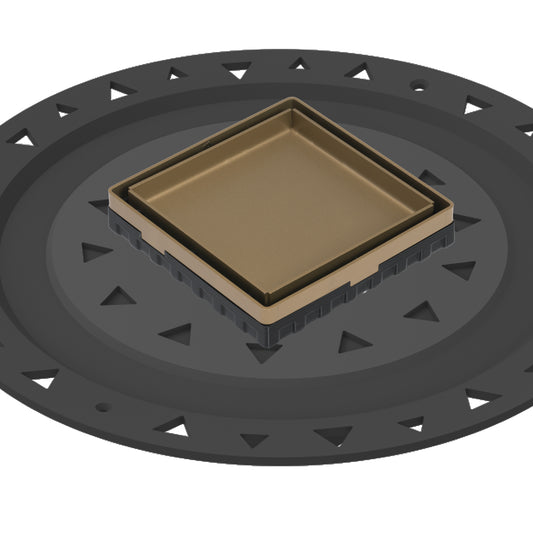 INFINITY DRAIN LTD4 BA SB LTD 4 4" x 4" LTD 4 Tile Insert Complete Kit in Satin Bronze with ABS Bonded Flange, 2", 3" and 4" Outlet