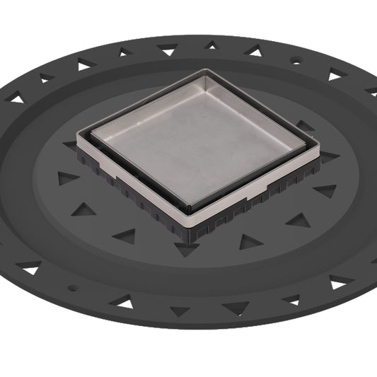 INFINITY DRAIN LTD4 BA SS LTD 4 4" x 4" LTD 4 Tile Insert Complete Kit in Satin Stainless with ABS Bonded Flange, 2", 3" and 4" Outlet