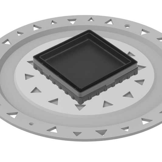 INFINITY DRAIN LTD4 BP BK LTD 4 4" x 4" LTD 4 Tile Insert Complete Kit in Matte Black with PVC Bonded Flange, 2", 3" and 4" Outlet