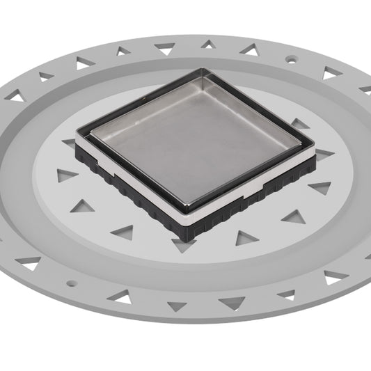 INFINITY DRAIN LTD4 BP PS LTD 4 4" x 4" LTD 4 Tile Insert Complete Kit in Polished Stainless with PVC Bonded Flange, 2", 3" and 4" Outlet
