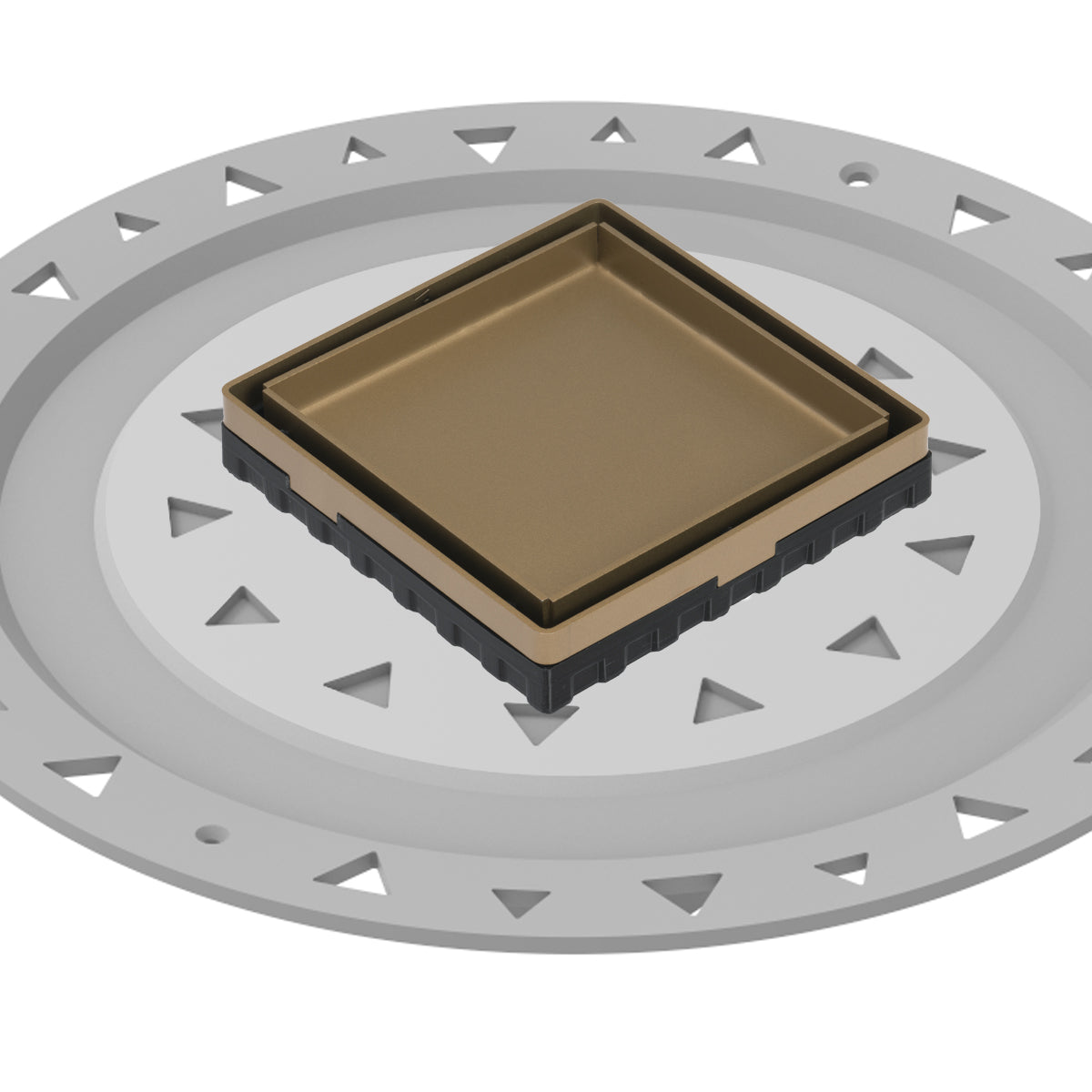 INFINITY DRAIN LTD4 BP SB LTD 4 4" x 4" LTD 4 Tile Insert Complete Kit in Satin Bronze with PVC Bonded Flange, 2", 3" and 4" Outlet