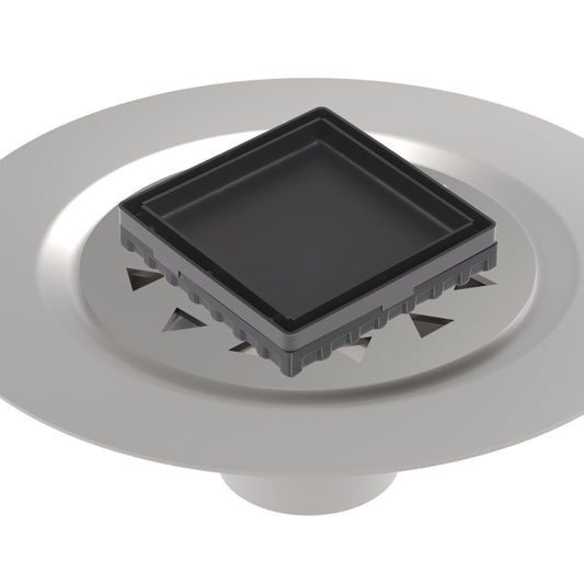 INFINITY DRAIN LTD4 BS BK LTD 4 4" x 4" LTD 4 Tile Insert Complete Kit in Matte Black with Stainless Steel Bonded Flange, 2" No Hub Outlet