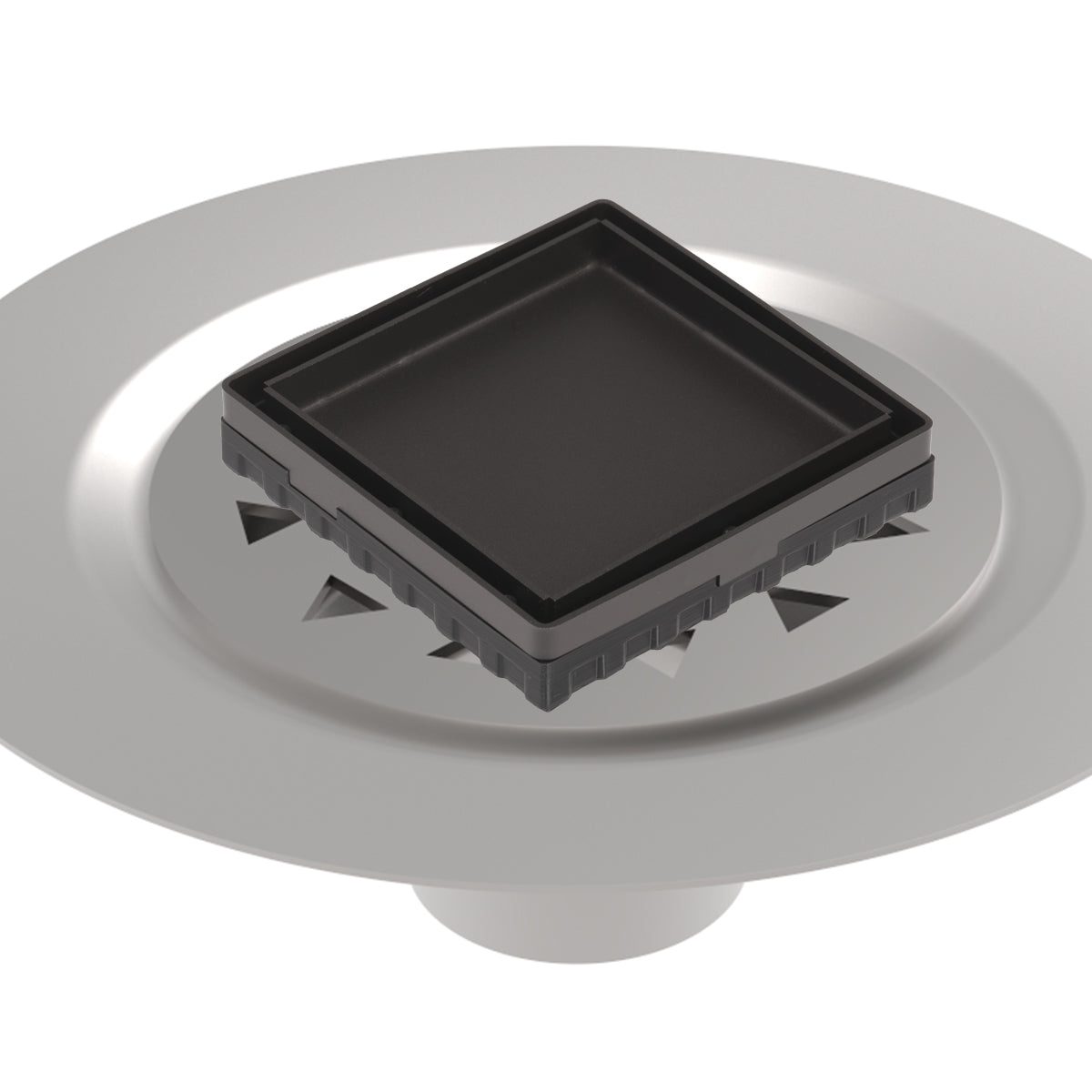 INFINITY DRAIN LTD4 BS ORB LTD 4 4" x 4" LTD 4 Tile Insert Complete Kit in Oil Rubbed Bronze with Stainless Steel Bonded Flange, 2" No Hub Outlet