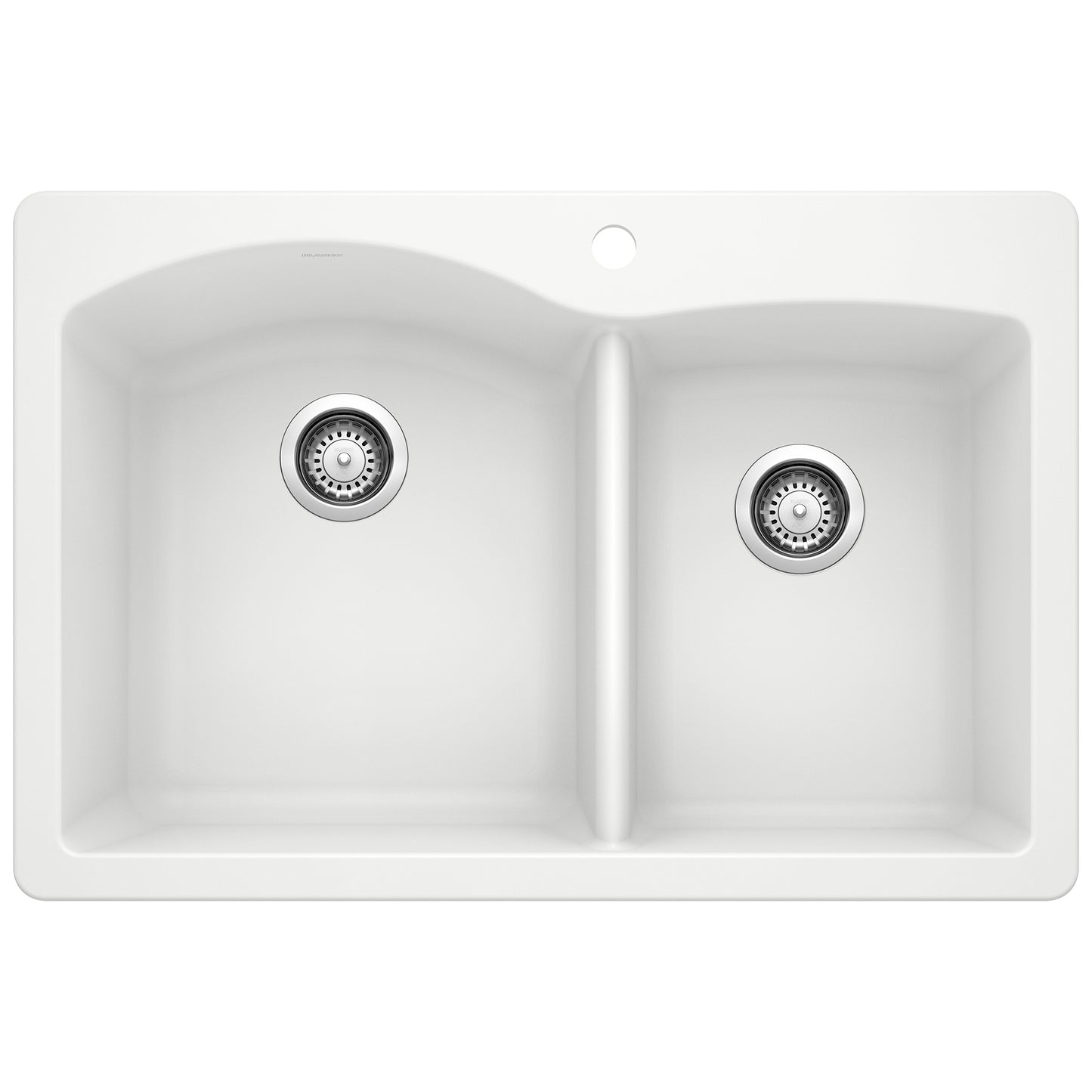 BLANCO 440216 Diamond Diamond SILGRANIT 33" 60/40 Double Bowl Dual Mount Kitchen Sink - White in White