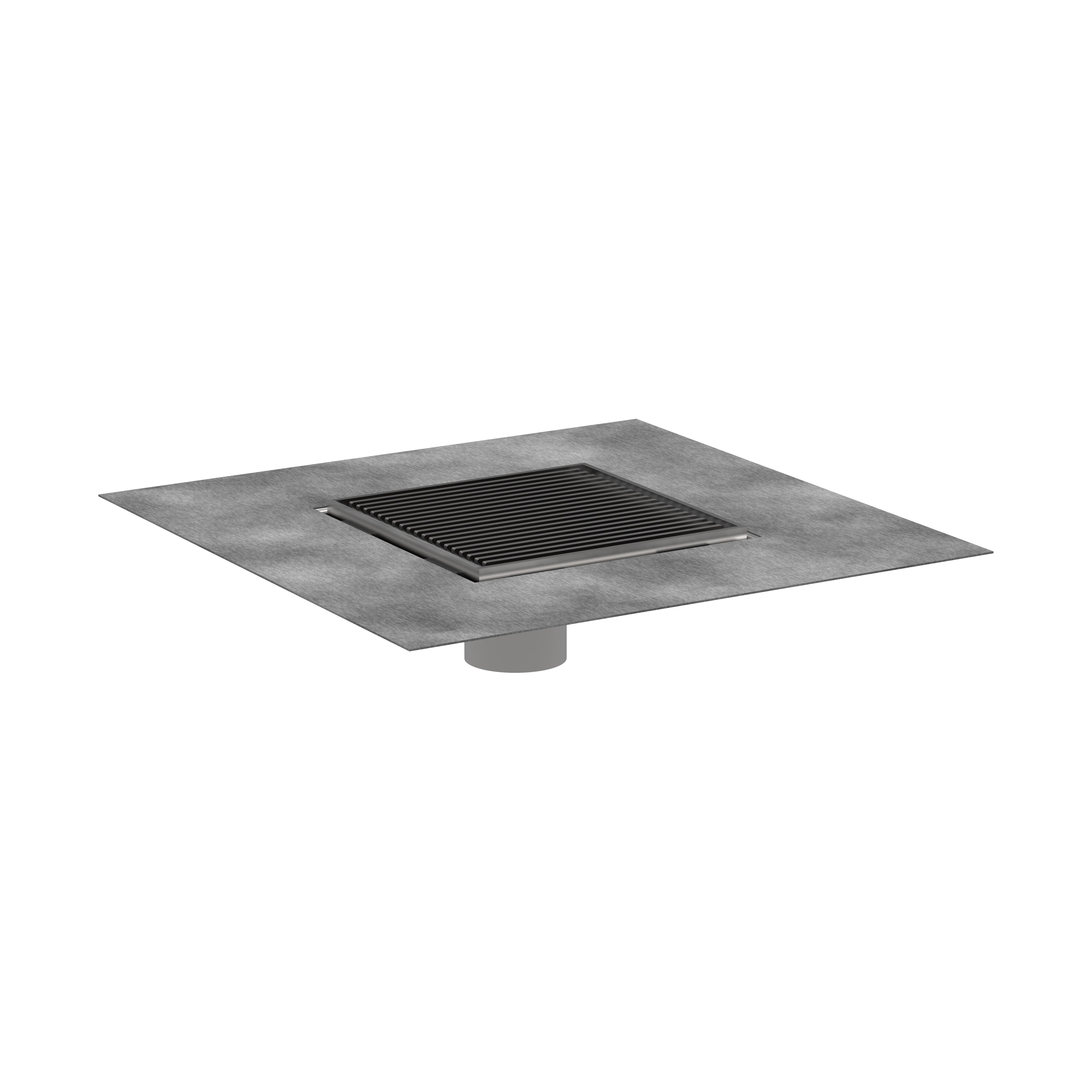 HANSGROHE 56136801 RainDrain Brilliance Point Drain Set 6"x 6" Trim with Height Adjustable Frame and Rough - Brushed Stainless Steel