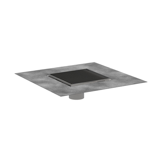 HANSGROHE 56136801 RainDrain Brilliance Point Drain Set 6"x 6" Trim with Height Adjustable Frame and Rough - Brushed Stainless Steel