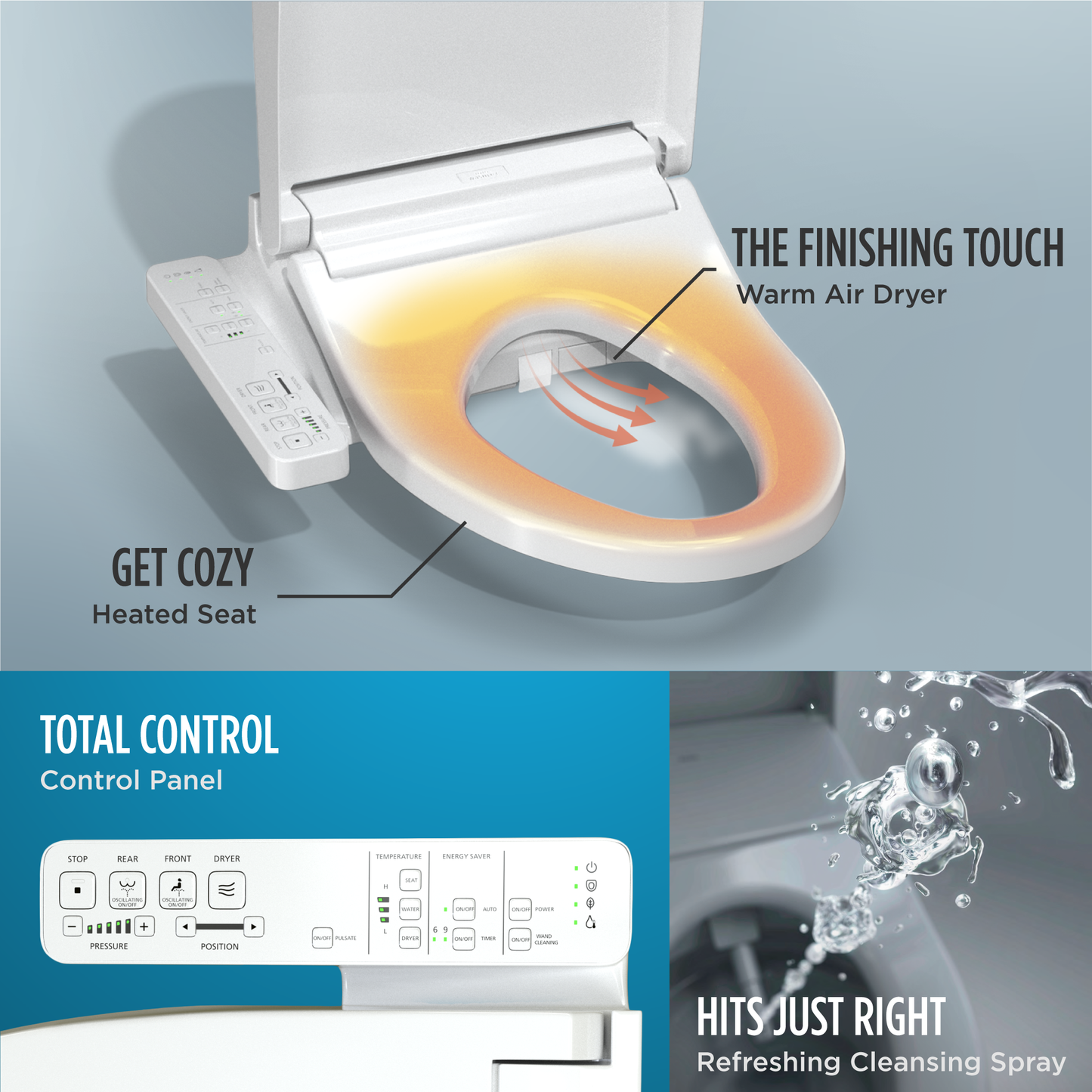 TOTO SW3023#01 WASHLET KC2 Electronic Bidet Toilet Seat with Heated Seat and SoftClose Lid , Cotton White