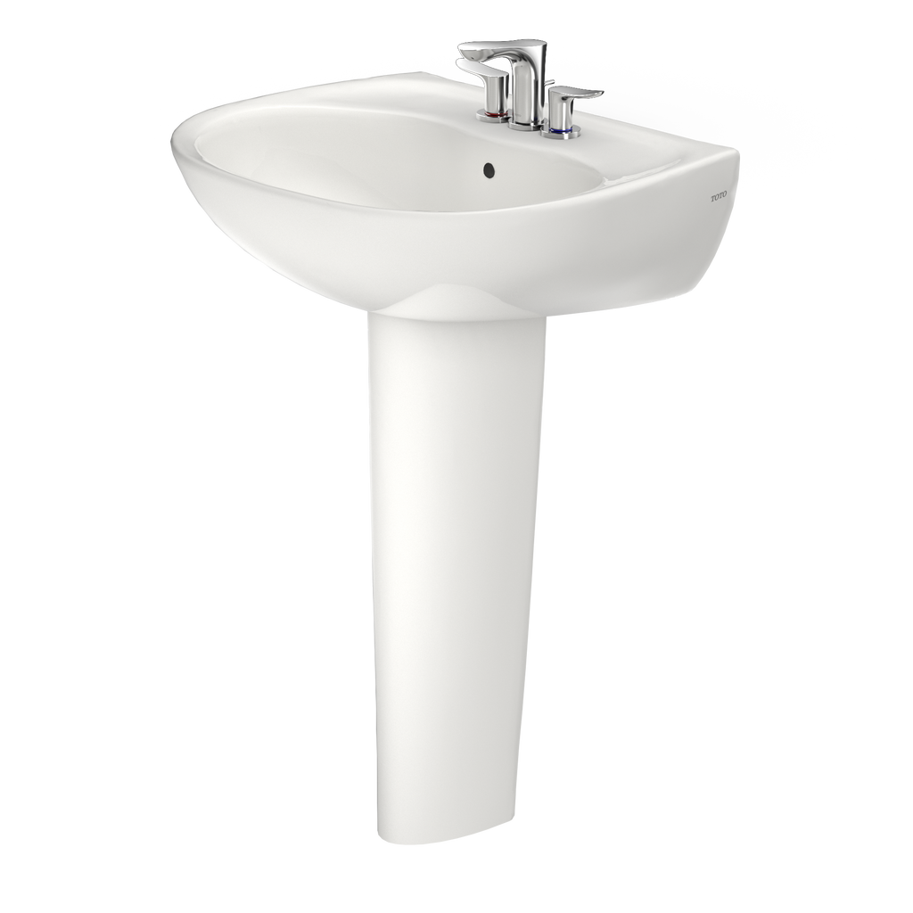 TOTO LPT241.4G#11 Supreme Oval Basin Pedestal Bathroom Sink With Cefiontect For 4 Inch Center Faucets - Colonial White