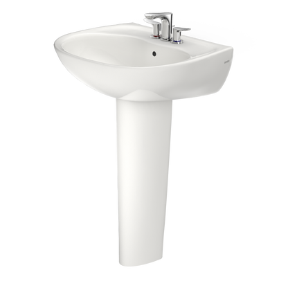 TOTO LPT241.4G#11 Supreme Oval Basin Pedestal Bathroom Sink With Cefiontect For 4 Inch Center Faucets - Colonial White