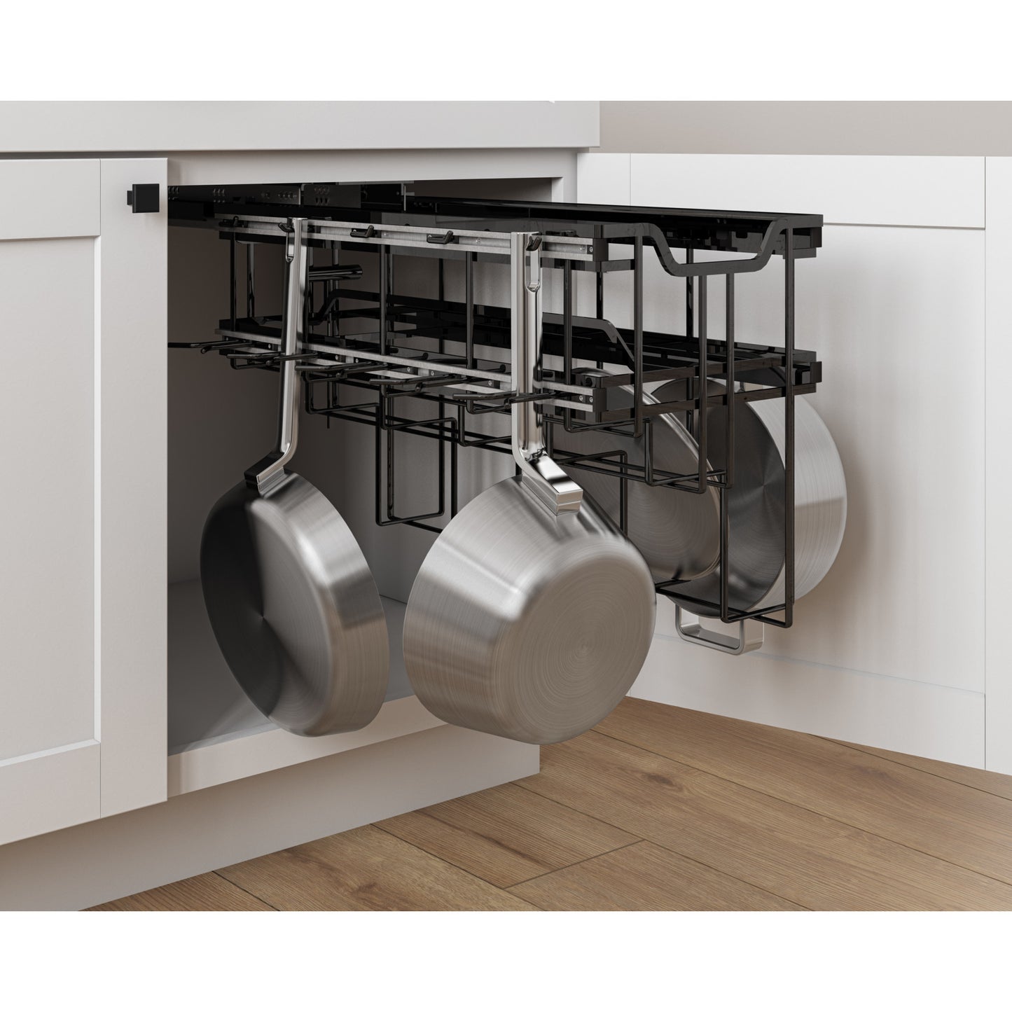 HARDWARE RESOURCES SWS-PO21BN Black Nickel STORAGE WITH STYLE® Soft-close Hanging Pan Pullout , Black Nickel