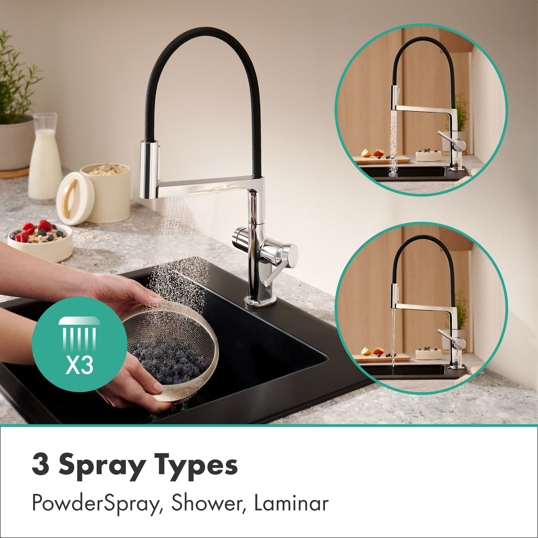 HANSGROHE 72861831 Talis N Semi-Pro PowderSpray Kitchen Faucet 1.75 GPM - Polished Nickel