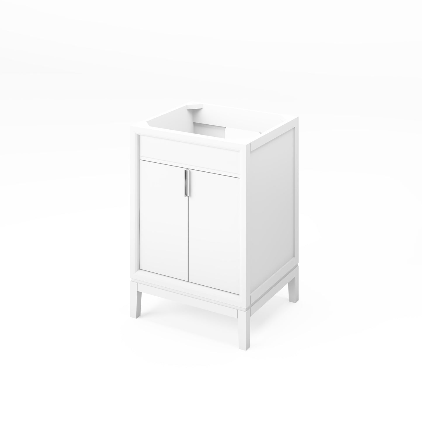 JEFFREY ALEXANDER VKITTHE24WHBOR 24" White Theodora Vanity, Boulder Cultured Marble Vanity Top, undermount rectangle bowl - White