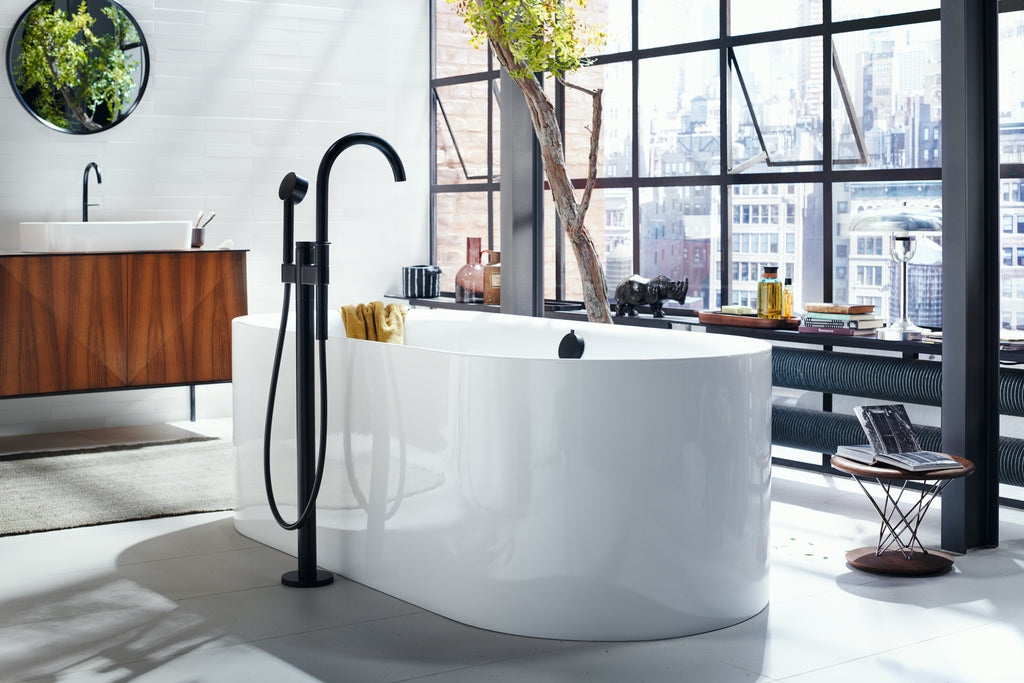 AXOR 48441671 ONE Freestanding Tub Filler Trim with 1.75 GPM Handshower - Matte Black