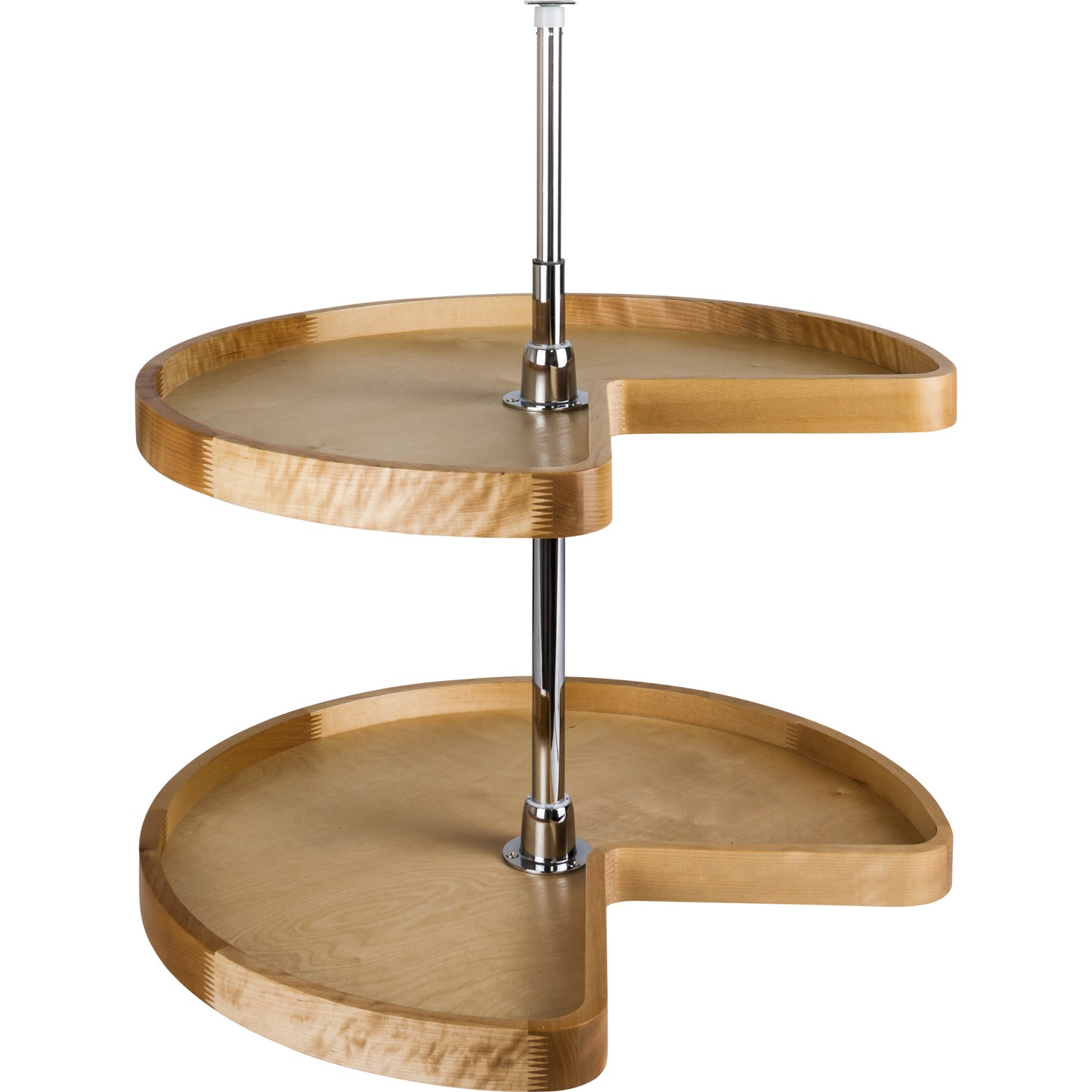 HARDWARE RESOURCES LSK228-SET 28" Kidney Two-Shelf Wood Lazy Susan Set - UV Coated