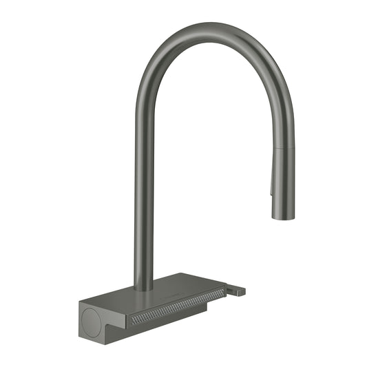 HANSGROHE 73837341 Aquno Select HighArc Kitchen Faucet, 3-Spray Pull-Down, 1.75 GPM - Brushed Black Chrome
