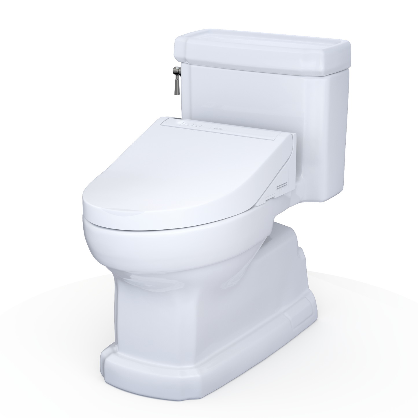 TOTO MW9743084CEFG#01 WASHLET+ Eco Guinevere Elongated 1.28 GPF Universal Height Toilet with C5 Bidet Seat , Cotton White