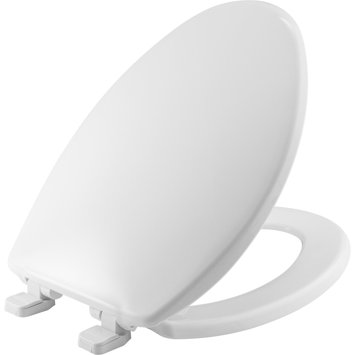 Bemis Elongated Hospitality Plastic Toilet Seat in White with STA-TITE Seat Fastening System and Whisper•Close Hinge