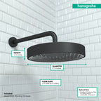 HANSGROHE 26228671 Rainfinity Showerhead 250 1-Jet, 2.5 GPM - Matte Black