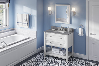 JEFFREY ALEXANDER VKITADL36WHBOR 36" White Adler Vanity, Boulder Cultured Marble Vanity Top, undermount rectangle bowl - White