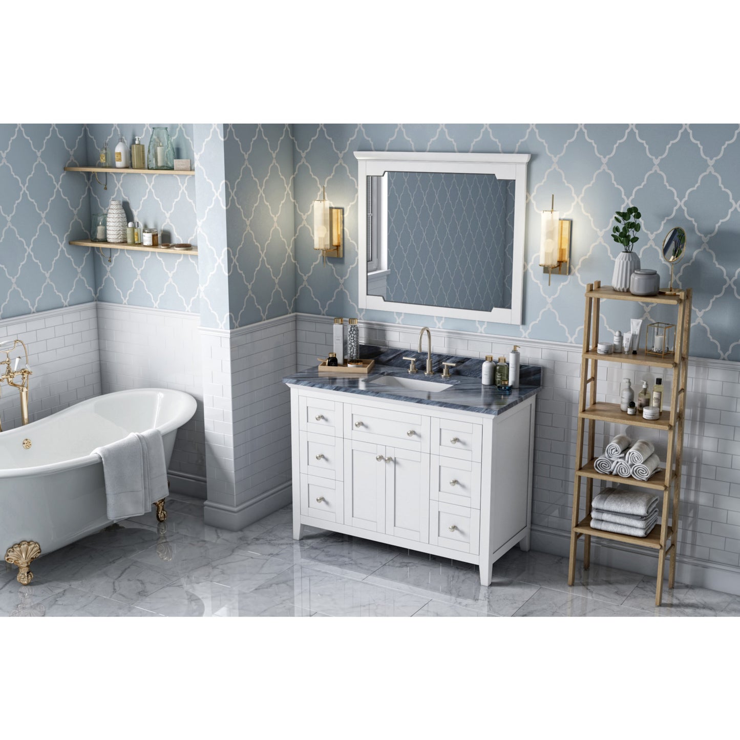 JEFFREY ALEXANDER VN2CHA-48-WH-NT 48" White Chatham Vanity - White
