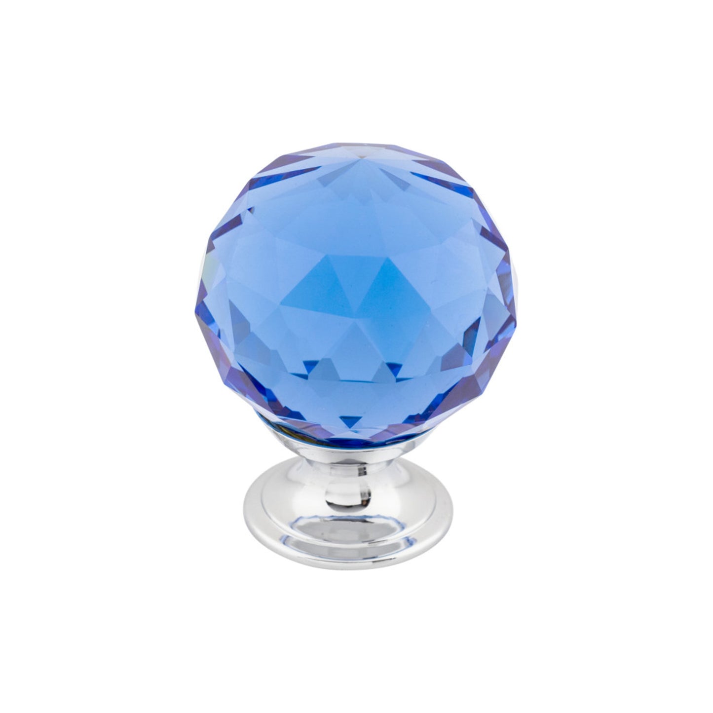 TOP KNOBS TK124PC Blue Crystal 1 3/8" Diameter Round Knob - Polished Chrome