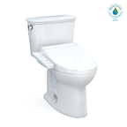 TOTO MW7863074CEFG.10#01 Drake Transitional Washlet+ Two-Piece Elongated 1.28 Gpf Universal Height Tornado Flush Toilet With C2 Bidet Seat - Cotton White