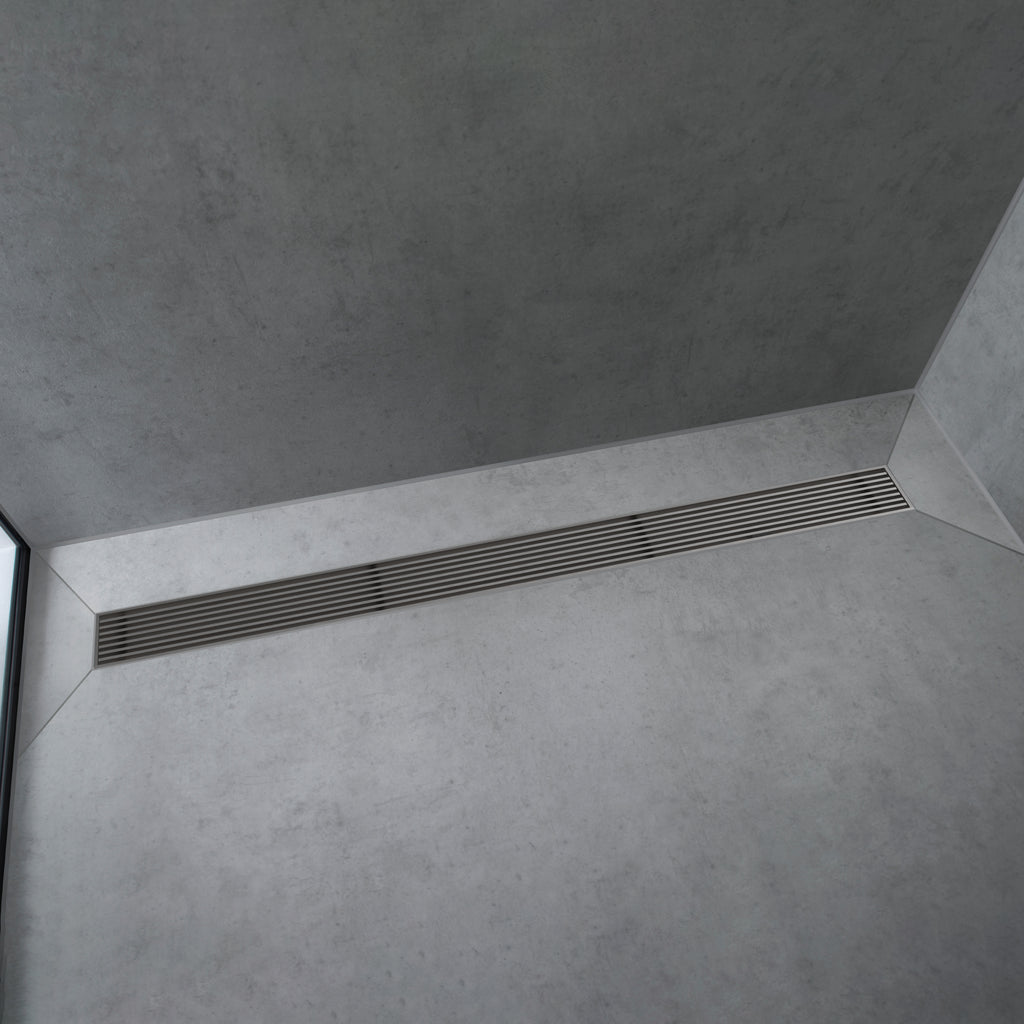 HANSGROHE 56125801 RainDrain Match Boardwalk Trim Boadwalk 47 1/4" with Height Adjustable Frame - Brushed Stainless Steel