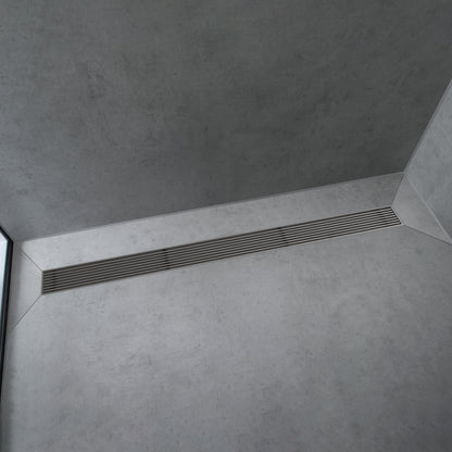 HANSGROHE 56125801 RainDrain Match Boardwalk Trim Boadwalk 47 1/4" with Height Adjustable Frame - Brushed Stainless Steel