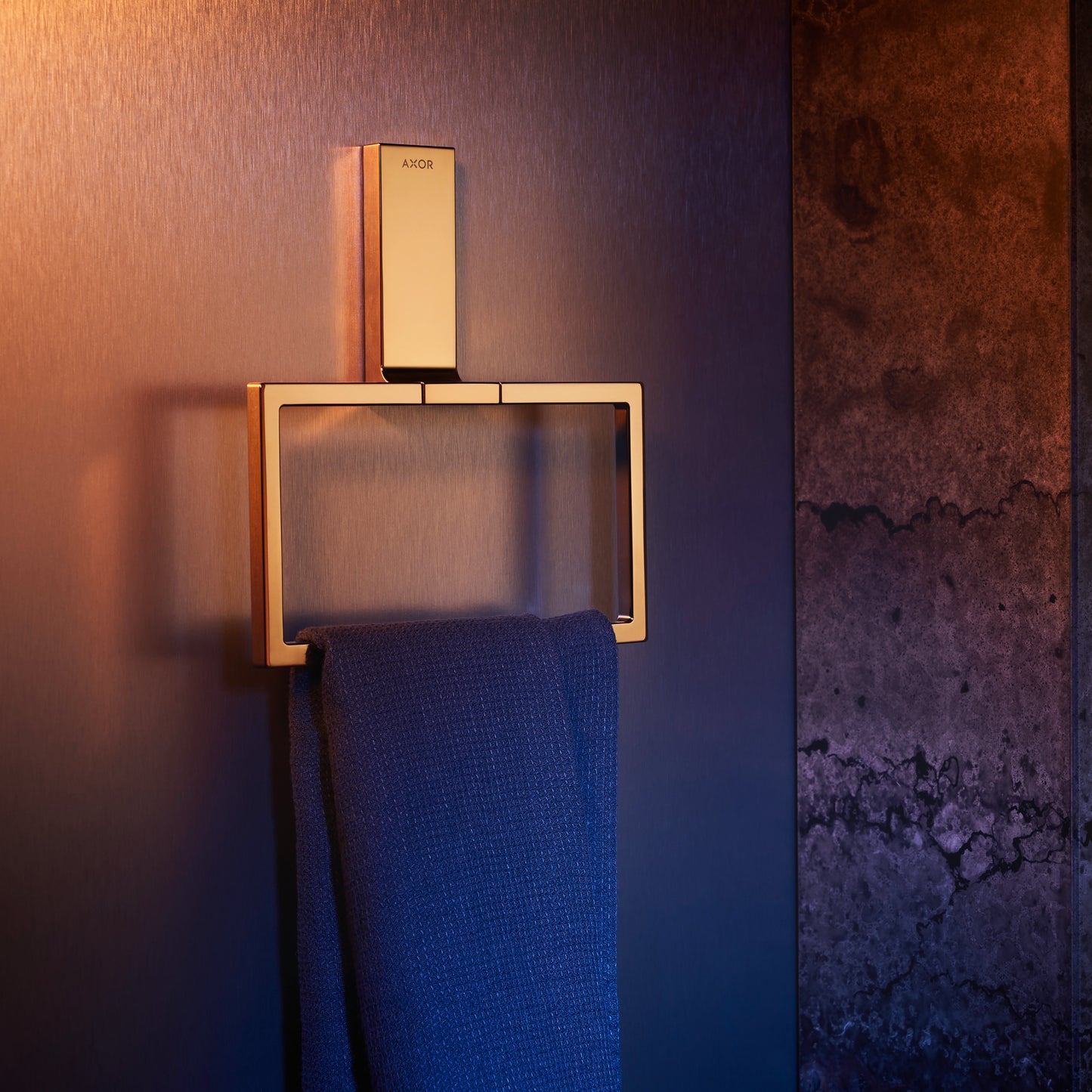 AXOR 42623990 Universal Rectangular Towel Ring - Polished Gold Optic