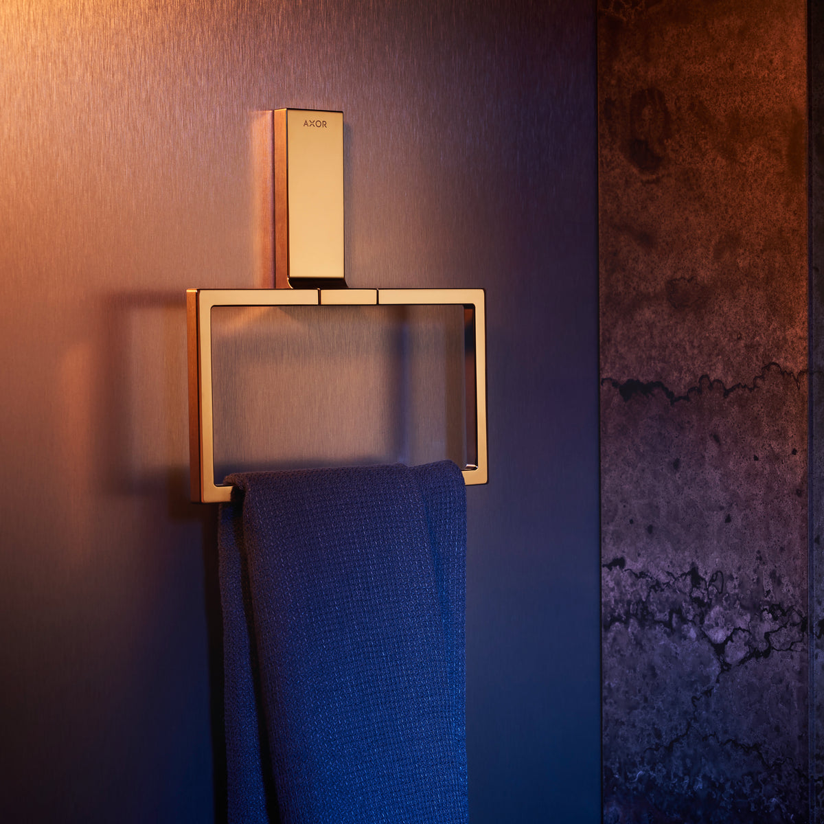 AXOR 42623990 Universal Rectangular Towel Ring - Polished Gold Optic
