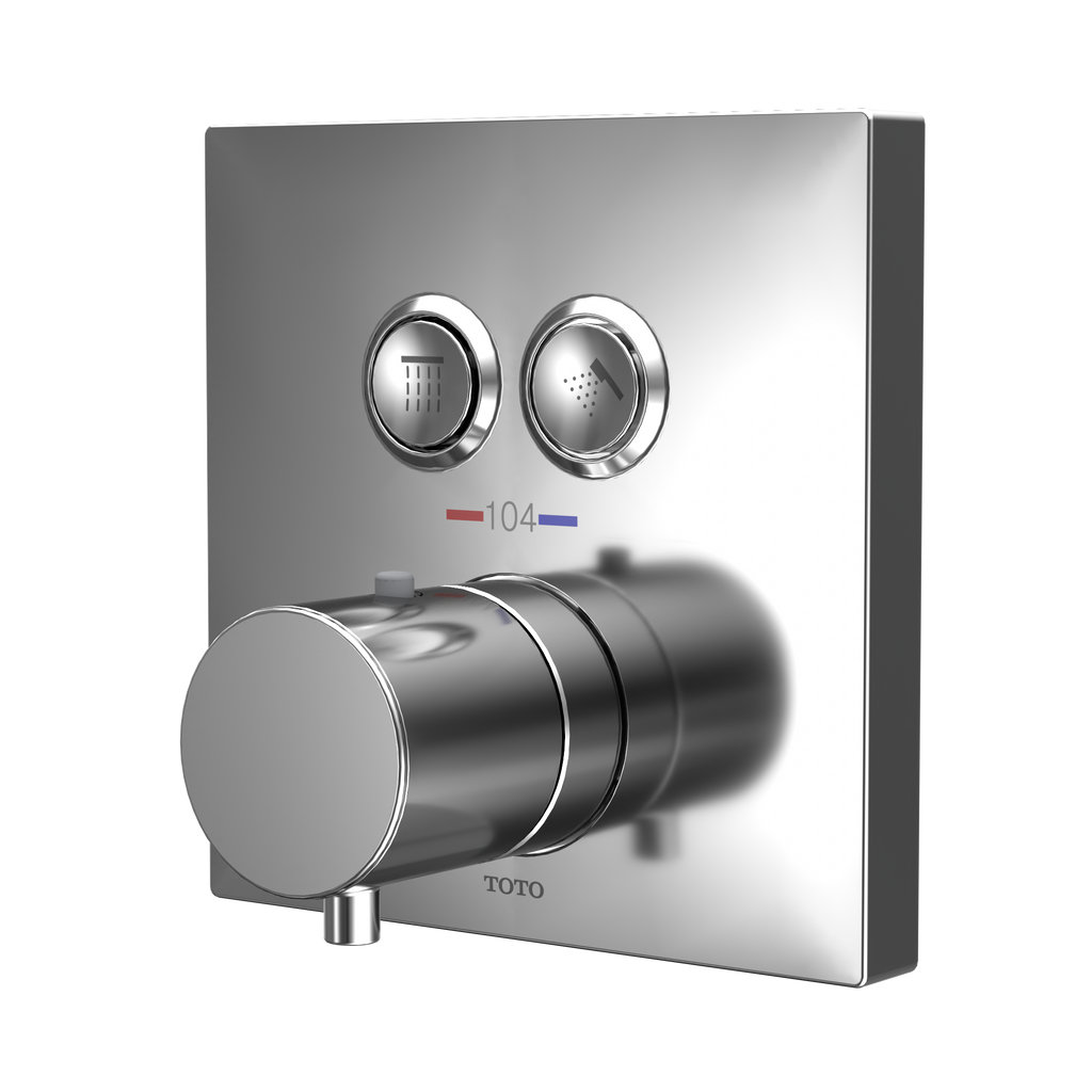 TOTO TBV02406U#CP Square Thermostatic Mixing Valve With 2-Function Shower Trim - Polished Chrome
